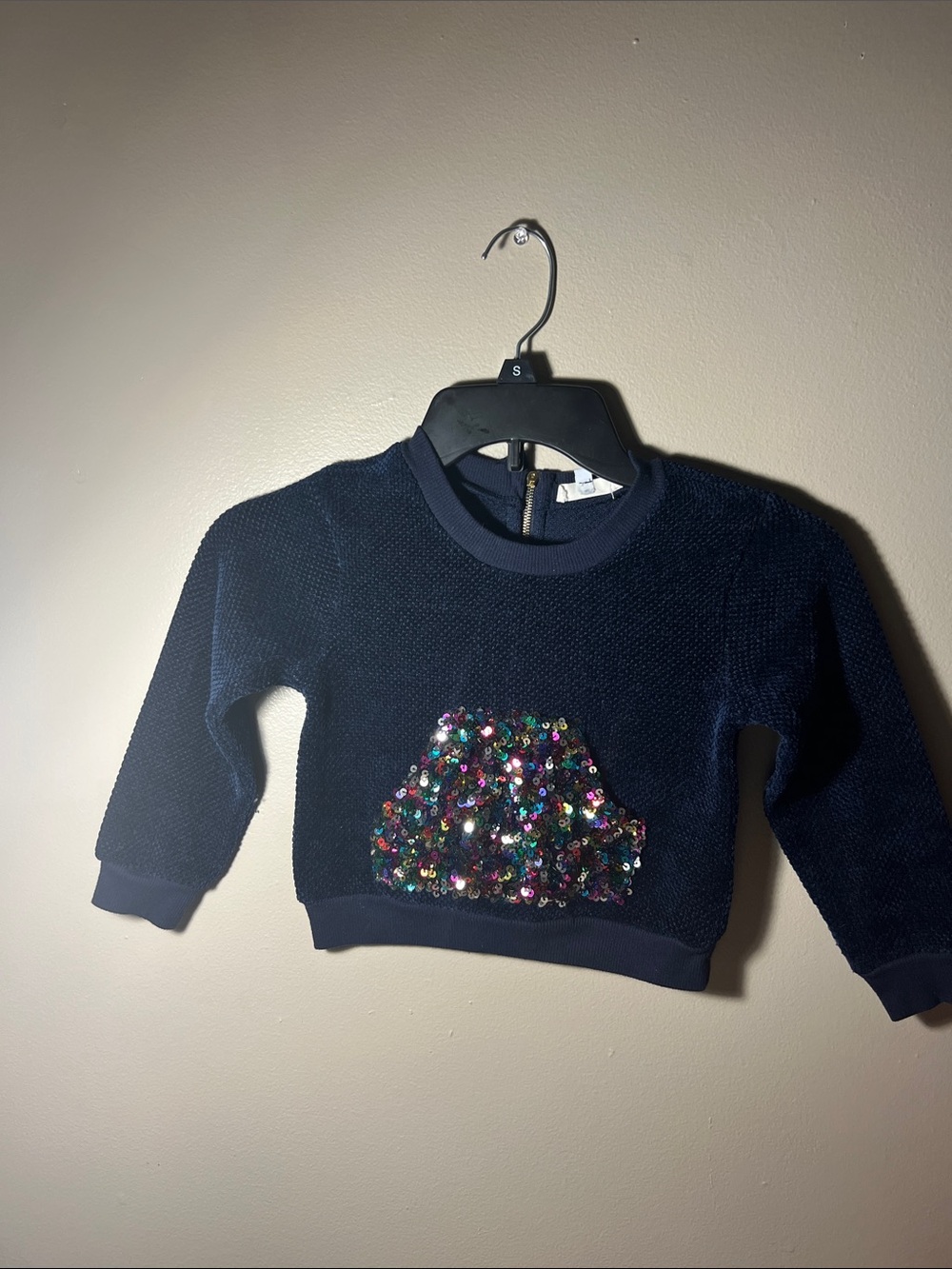 TRULY Kids Navy Sweatshirt with Multicolor Sequin Patch